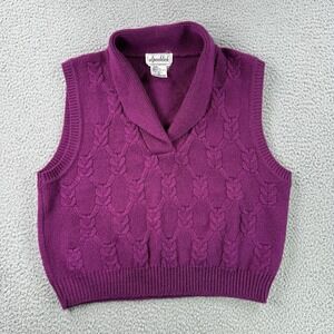 VINTAGE Alpenblick Sweater Womens 40 Purple Sleeveless V Neck Pure Wool Retro